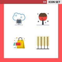 Flat Icon Pack of 4 Universal Symbols of cloud based services sales cloud server caramel apple sales Editable Vector Design Elements