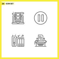 Stock Vector Icon Pack of 4 Line Signs and Symbols for education files video pause typewriter Editable Vector Design Elements