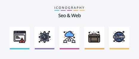 Seo y la línea web llenaron un paquete de 5 iconos, incluido el usuario. objetivo. diseño. hombre. localización. diseño de iconos creativos vector