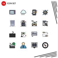 Universal Icon Symbols Group of 16 Modern Flat Color Filled Lines of audio speaker spring megaphone internet Editable Creative Vector Design Elements