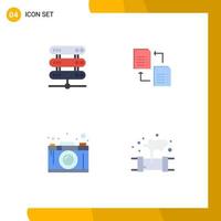 Mobile Interface Flat Icon Set of 4 Pictograms of computing creativity storage share graphic Editable Vector Design Elements