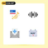 4 Creative Icons Modern Signs and Symbols of flag mail american disease calendar Editable Vector Design Elements