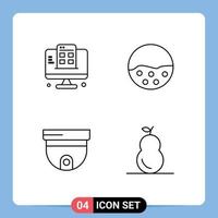 Line Pack of 4 Universal Symbols of development cam app skin care security Editable Vector Design Elements