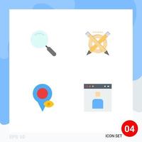 4 Thematic Vector Flat Icons and Editable Symbols of general location search pen pointer Editable Vector Design Elements