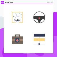 Set of 4 Vector Flat Icons on Grid for eid kit arabic steering connection Editable Vector Design Elements