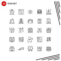 Modern Set of 25 Lines Pictograph of network shared candidate server hosting selection Editable Vector Design Elements