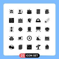 25 Universal Solid Glyphs Set for Web and Mobile Applications filing tool car kitchen utensils chopping Editable Vector Design Elements