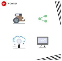 conjunto de 4 paquetes de iconos planos comerciales para el príncipe de la nube del carro compartir elementos de diseño vectorial editables de medios vector