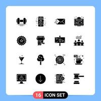 User Interface Pack of 16 Basic Solid Glyphs of discount monitor email buffer layer Editable Vector Design Elements