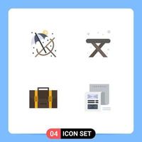 Editable Vector Line Pack of 4 Simple Flat Icons of beach office camping backpack file Editable Vector Design Elements