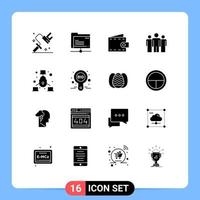 16 Thematic Vector Solid Glyphs and Editable Symbols of internet corporate beach competitive business Editable Vector Design Elements