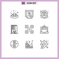 9 Universal Outline Signs Symbols of fish listing location list categories Editable Vector Design Elements