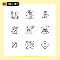 Stock Vector Icon Pack of 9 Line Signs and Symbols for career device drill charge tool Editable Vector Design Elements