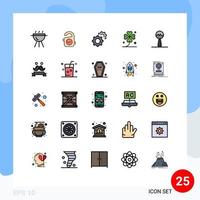 Mobile Interface Filled line Flat Color Set of 25 Pictograms of music instrument gears lucky ireland Editable Vector Design Elements