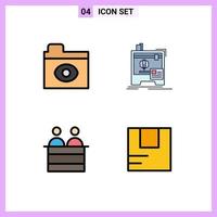 Set of 4 Modern UI Icons Symbols Signs for big brother jury dimensional printing box Editable Vector Design Elements