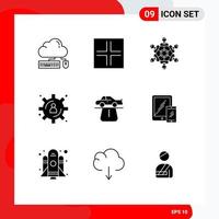 Modern Set of 9 Solid Glyphs and symbols such as authority data management cooperation content storage playing Editable Vector Design Elements