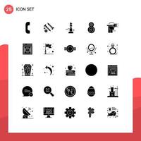 Universal Icon Symbols Group of 25 Modern Solid Glyphs of human flower fire th torch Editable Vector Design Elements