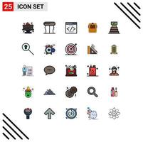 Filled line Flat Color Pack of 25 Universal Symbols of achievements success interface search engine headgear protection Editable Vector Design Elements