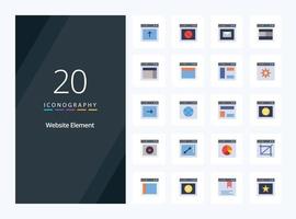 20 Website Element Flat Color icon for presentation vector