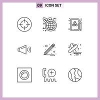 9 Creative Icons Modern Signs and Symbols of school supplies on billiard volume sound Editable Vector Design Elements