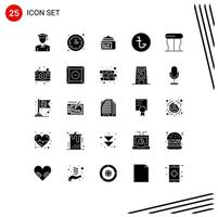 Universal Icon Symbols Group of 25 Modern Solid Glyphs of interior taka cream money bangladesh Editable Vector Design Elements