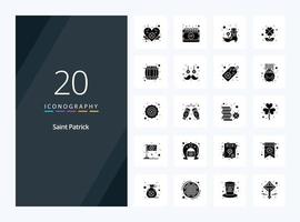 20 Saint Patrick Solid Glyph icon for presentation vector