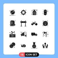 conjunto de 16 iconos de ui modernos símbolos signos para el tiempo de estudio botella de protección niños bebé elementos de diseño vectorial editables vector