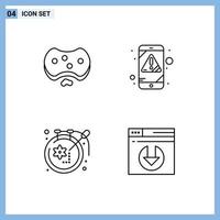 Pack of 4 Modern Filledline Flat Colors Signs and Symbols for Web Print Media such as care art medical error design Editable Vector Design Elements