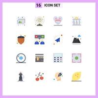 16 Creative Icons Modern Signs and Symbols of food power heart building bank Editable Pack of Creative Vector Design Elements