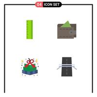 conjunto de 4 iconos planos vectoriales en cuadrícula para la educación caja de regalo efectivo puente de regalo de navidad elementos de diseño vectorial editables vector