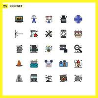 Group of 25 Filled line Flat Colors Signs and Symbols for database bottle tower protein skills Editable Vector Design Elements