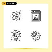 Stock Vector Icon Pack of 4 Line Signs and Symbols for connect idea plugin cyber globe Editable Vector Design Elements