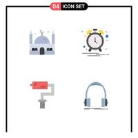 Modern Set of 4 Flat Icons Pictograph of islam painter ramadan notification audio Editable Vector Design Elements