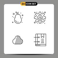 Pictogram Set of 4 Simple Filledline Flat Colors of avocado sky coin pear flask crypto Editable Vector Design Elements