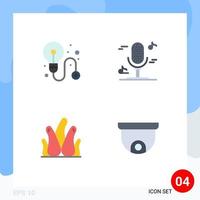 Modern Set of 4 Flat Icons and symbols such as business succulent plant audio aloe plant project Editable Vector Design Elements