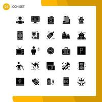 Modern Set of 25 Solid Glyphs and symbols such as cup bakery card office building Editable Vector Design Elements