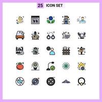 25 Universal Filled line Flat Color Signs Symbols of finger people file goal green Editable Vector Design Elements