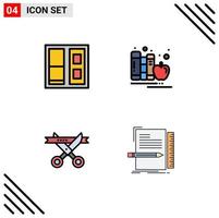Pictogram Set of 4 Simple Filledline Flat Colors of building ceremony back to school library opening Editable Vector Design Elements