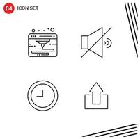 Universal Icon Symbols Group of 4 Modern Filledline Flat Colors of internet arrows mute clock upload Editable Vector Design Elements