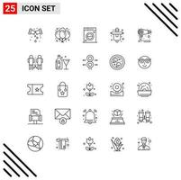 25 Universal Lines Set for Web and Mobile Applications fen scarecrow clean farming agriculture Editable Vector Design Elements