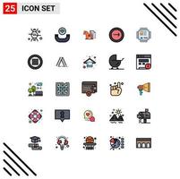 Set of 25 Modern UI Icons Symbols Signs for navigation interface advantage basic tactic Editable Vector Design Elements