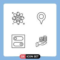 Pictogram Set of 4 Simple Filledline Flat Colors of atom control link location toggle Editable Vector Design Elements