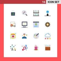 Group of 16 Flat Colors Signs and Symbols for table desk goods workplace internet Editable Pack of Creative Vector Design Elements