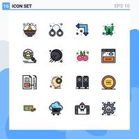 Pack of 16 creative Flat Color Filled Lines of profile insect arrest bug down Editable Creative Vector Design Elements