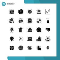 Set of 25 Modern UI Icons Symbols Signs for card education bug test school Editable Vector Design Elements