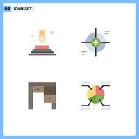 paquete de interfaz de usuario de 4 iconos planos básicos de decoración de prensa muebles de retícula de inicio elementos de diseño vectorial editables vector