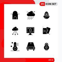 Solid Glyph Pack of 9 Universal Symbols of monitor storage boiled connection food Editable Vector Design Elements