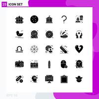 25 Universal Solid Glyph Signs Symbols of canada duck question celebrate power Editable Vector Design Elements