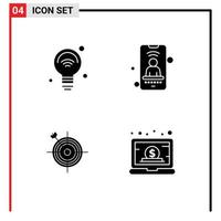 4 Creative Icons Modern Signs and Symbols of bulb focus iot user dart Editable Vector Design Elements