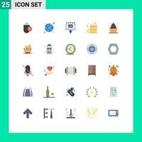 Mobile Interface Flat Color Set of 25 Pictograms of icecream cream ad money cash Editable Vector Design Elements